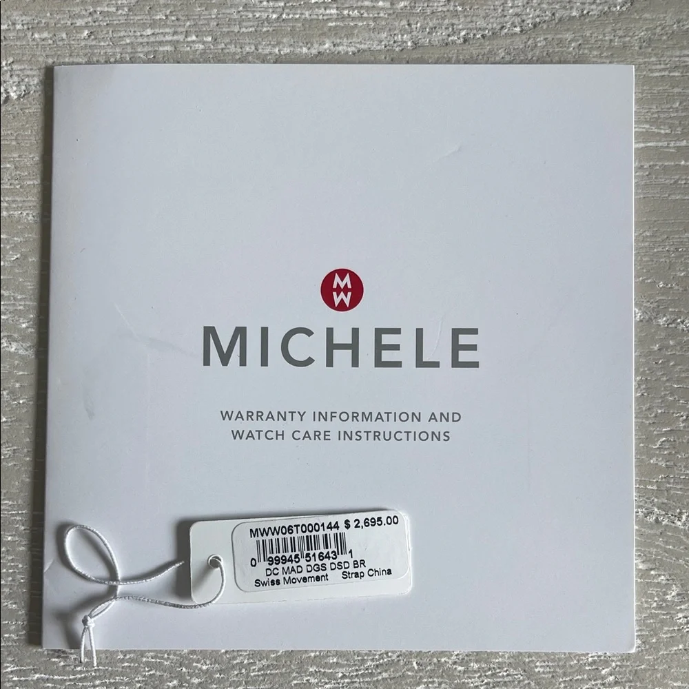 Michele Two-Tone Gold and Silver Diamond Bezel Square Watch with Red Crown - Picture 2 of 10